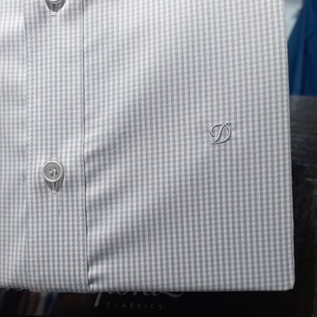 미니 잔첵크 슬림핏 그레이 셔츠