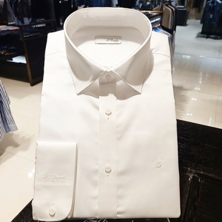 긴팔 면 혼방 화이트 슬림핏셔츠