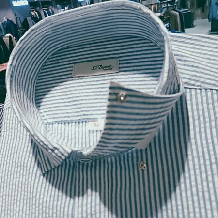 면혼방 써커 스트라이프 캐주얼 셔츠