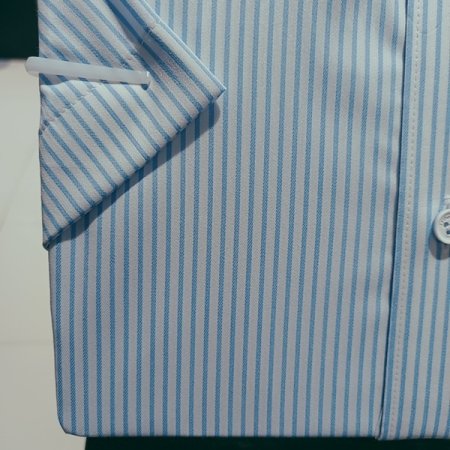 블루 면혼방 스트레치 슬림핏 셔츠