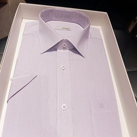 화사한 퍼플톤 뒷고대 삼색자수 셔츠