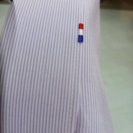 화사한 퍼플톤 뒷고대 삼색자수 셔츠