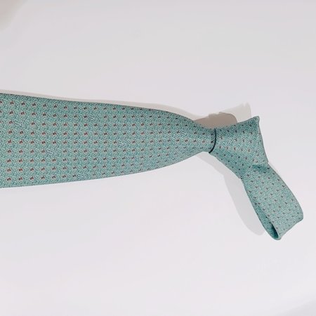 듀퐁 실크 나염 그린 넥타이