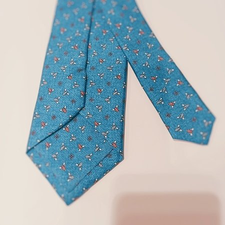 듀퐁 실크 나염 블루 넥타이