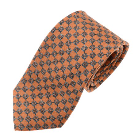 듀퐁 실크 나염 오렌지 넥타이