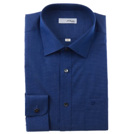 로얄 블루의 투톤의 필라필 소재 셔츠