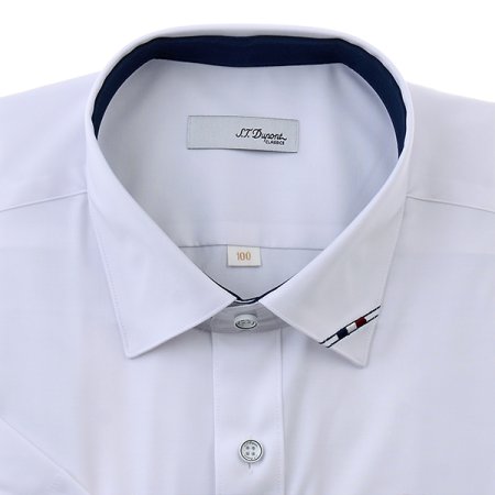 카라끝부분에 삼색변형 포인트 자수셔츠