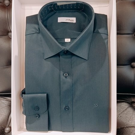 중후한 투톤의 다크그린컬러 셔츠