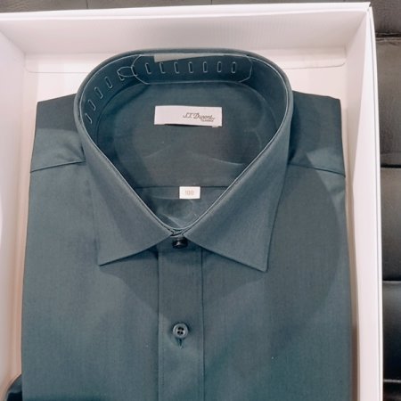 중후한 투톤의 다크그린컬러 셔츠