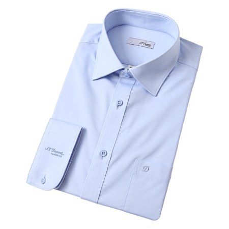 스트레치 소재 블루 일반핏 셔츠