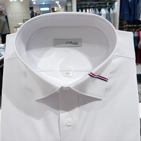 화이트 일반핏 삼색 포인트셔츠