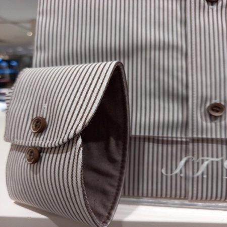 핀 스트라이프 브라운 슬림핏 셔츠