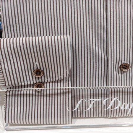 핀 스트라이프 브라운 슬림핏 셔츠