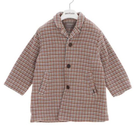 체크 방모 코트