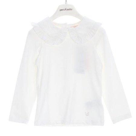 프릴 빅카라 화이트 티셔츠