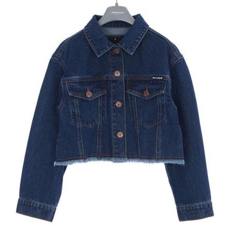 밑단 컷팅 데님 크롭 자켓