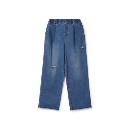구제 컷팅 와이드 데님 팬츠