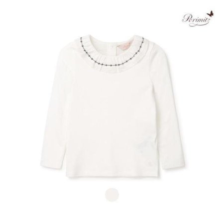 키즈 여아 자수 프릴 티셔츠