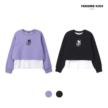 여아 레이어드 크롭 맨투맨