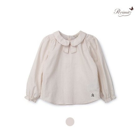 여아 도트 리본 카라 블라우스