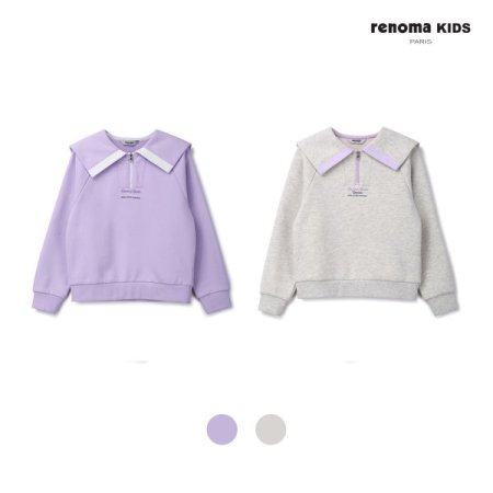 여아 카라 배색 반집업 기모 맨투맨