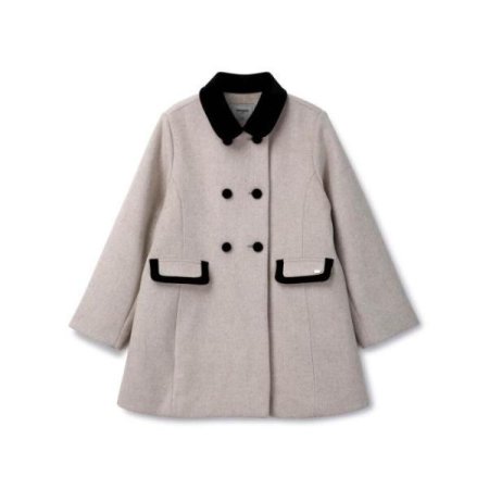 여아 배색 카라 모직 코트