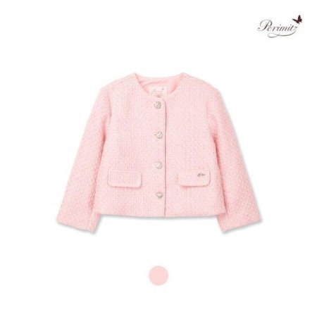 여아 하트 단추 트위드 자켓