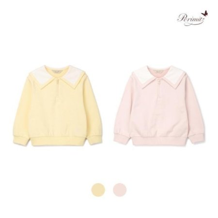 키즈 여아 배색 카라 맨투맨