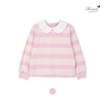 여아 핑크 주름 카라 ST 티셔츠