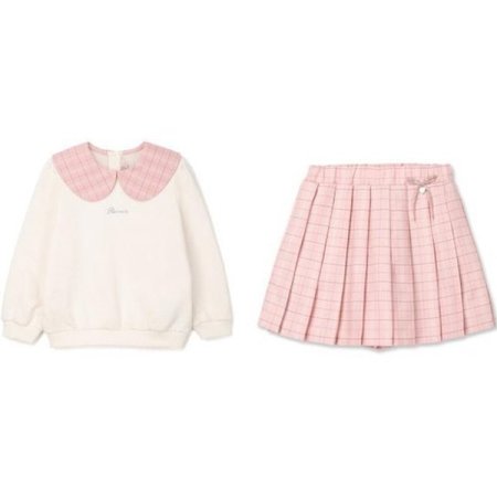 여아 체크 빅카라 상하복 세트