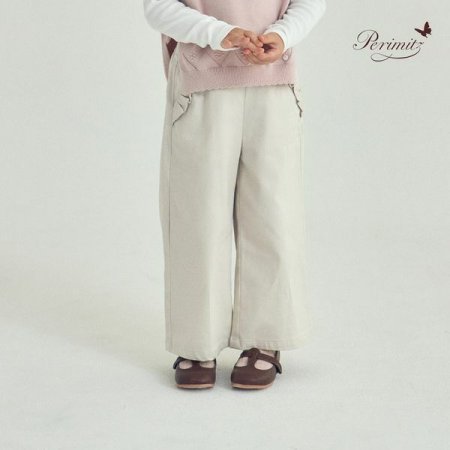 키즈 여아 프릴 통 일자 면바지