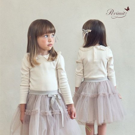 여아 레이스 프릴 카라 티셔츠