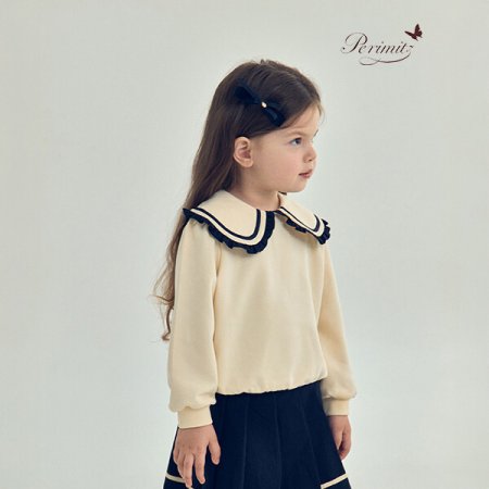 키즈 여아 배색 카라 맨투맨