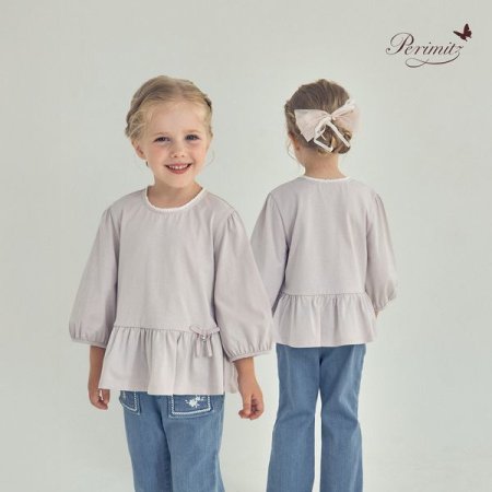 키즈 여아 프릴 7부 티셔츠