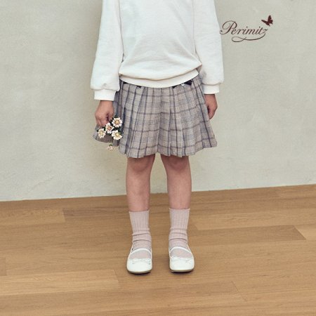 여아 가을 체크 플리츠 스커트