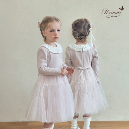 여아 프릴 카라 골지 샤 원피스