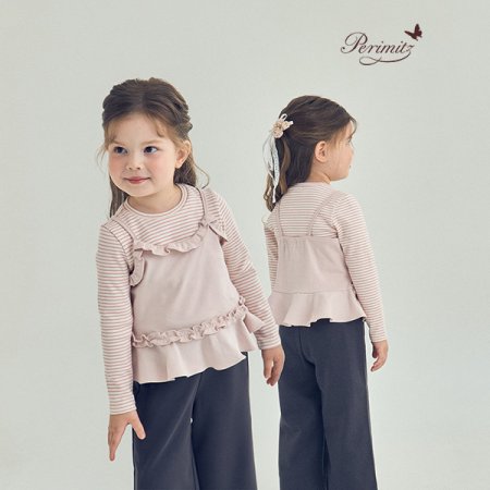 여아 핑크 뷔스티에 티셔츠 세트