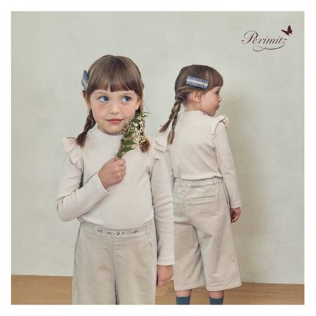 여아 어깨 셔링 반목 티셔츠