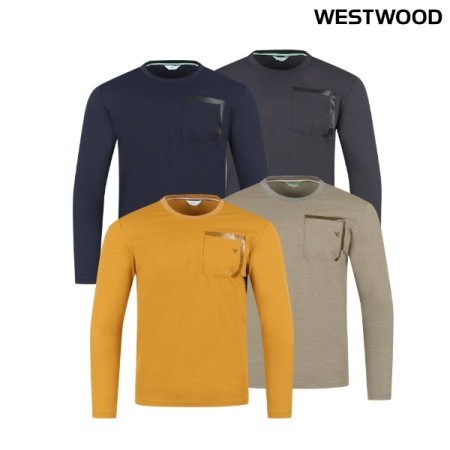 간절기 남성 베이직 포켓 라운드 티