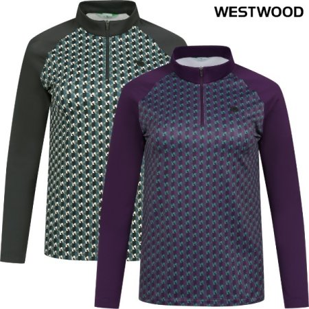 우먼 멀티 프린트 집업 티셔츠