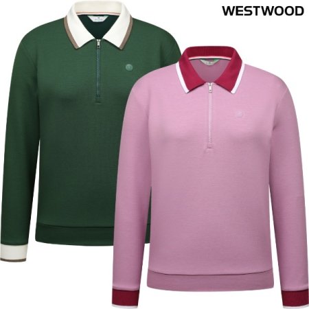 우먼 세미 크롭 집업 티셔츠