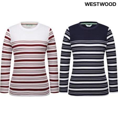 간절기 스트라이프 여성 라운드 티