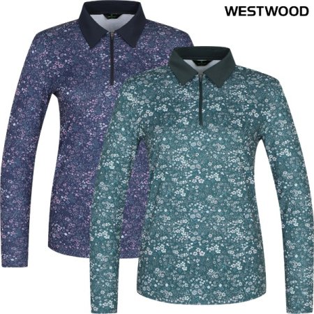 우먼 플라워 프린트 폴로티