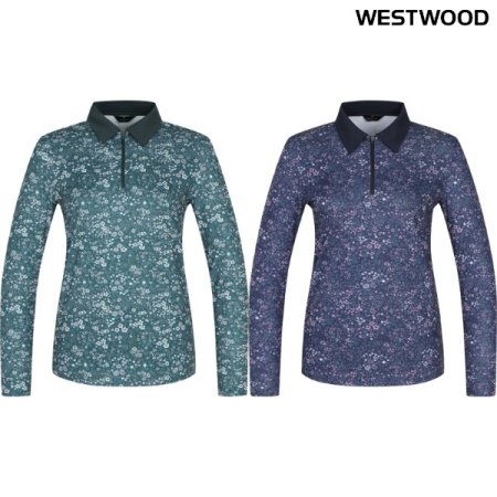 플라워 여성 프린트 폴로티