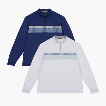 원포인트 프린트 하프집업 티셔츠