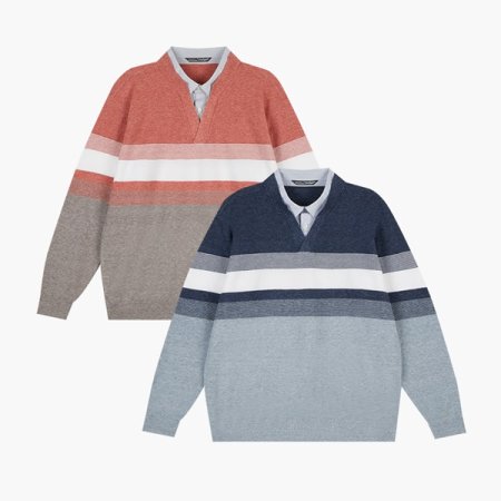 스트라이프 레이어드 니트