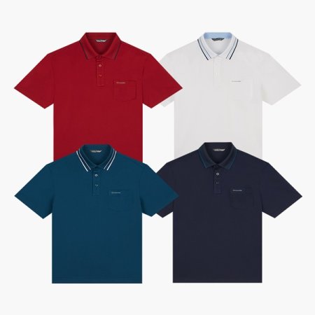 피케조직 솔리드 카라 티셔츠