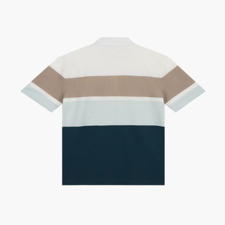 면 혼방 피케 스트라이프 카라티