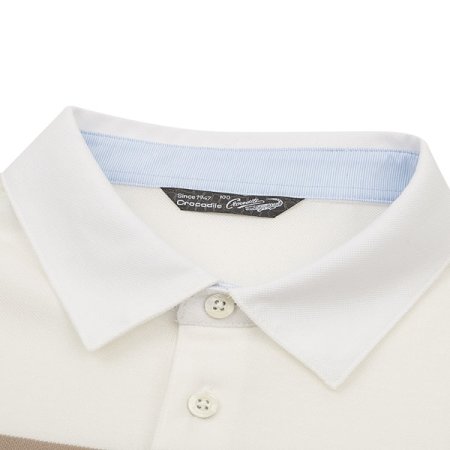 면 혼방 피케 스트라이프 카라티