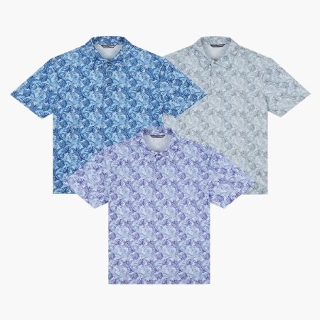 트로피컬 프린트 카라 티셔츠